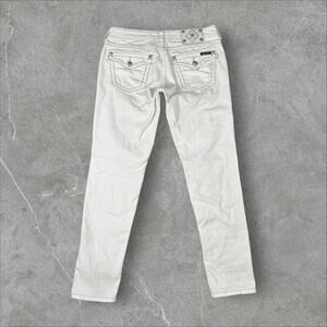 Miss Me Skinny Womens Size 30 Y2K White Embellished Grunge Pocket Denim Jeans